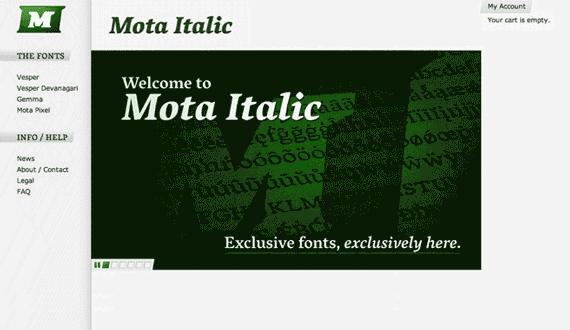 Mota Italic website before and after